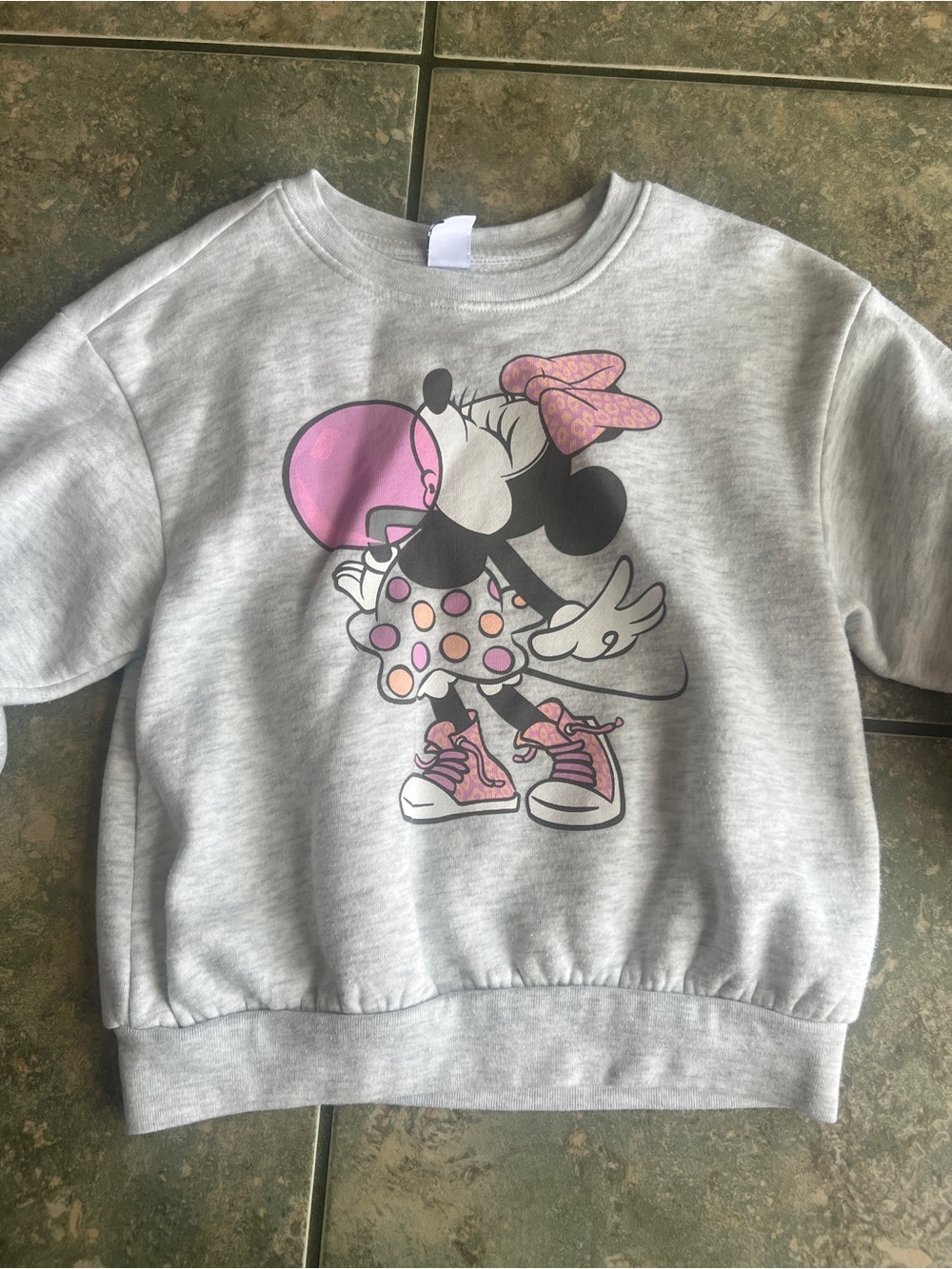 Disney Gray Sweatshirt with Pink-Accent Minnie Mouse Graphic